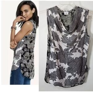 CABI 3057 Tank Top womens small Modern Tango Mixed Print 2 sided Waterfall $79